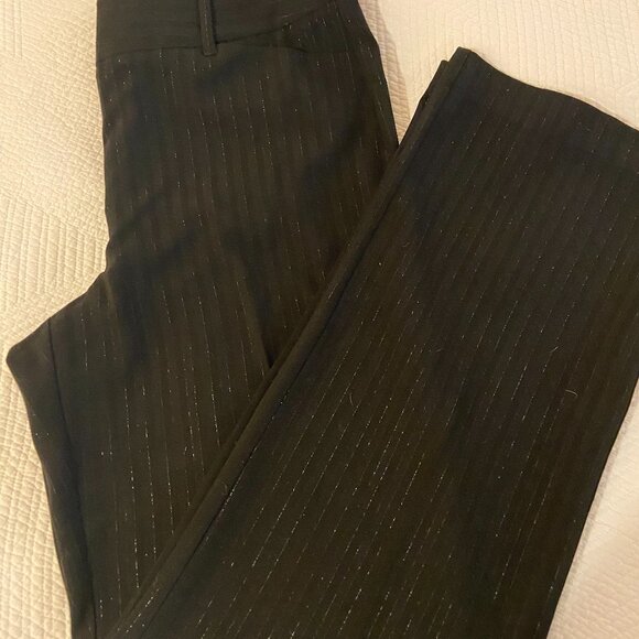 Chico's Black pants w/ metallic thread stripe 14 / Large / 2.5 Tall - Picture 1 of 7